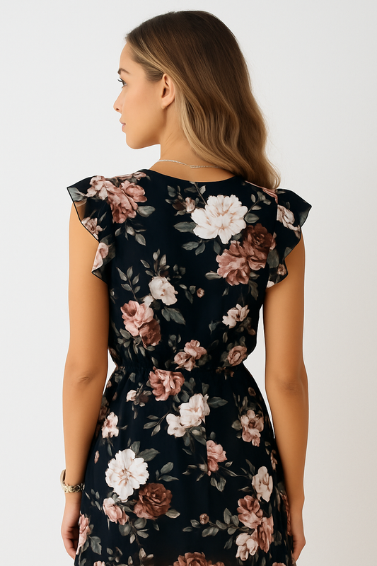 Ruffled chiffon Work midi dress