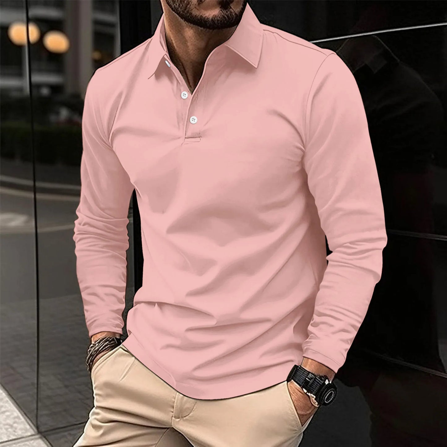 Lucas - Long Sleeve Polo Shirt