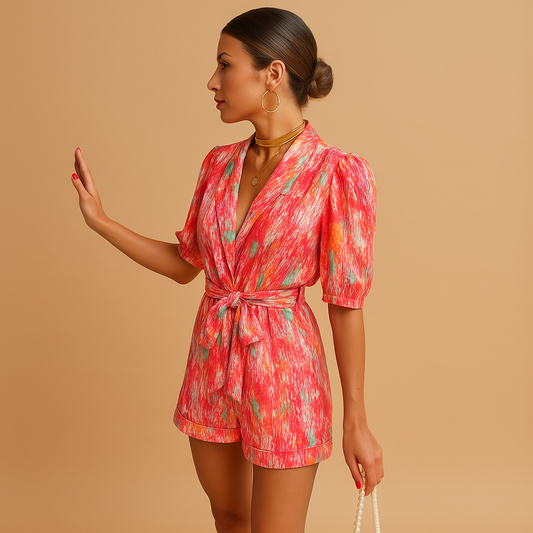 Short printed summer jumpsuit for women | Ruby