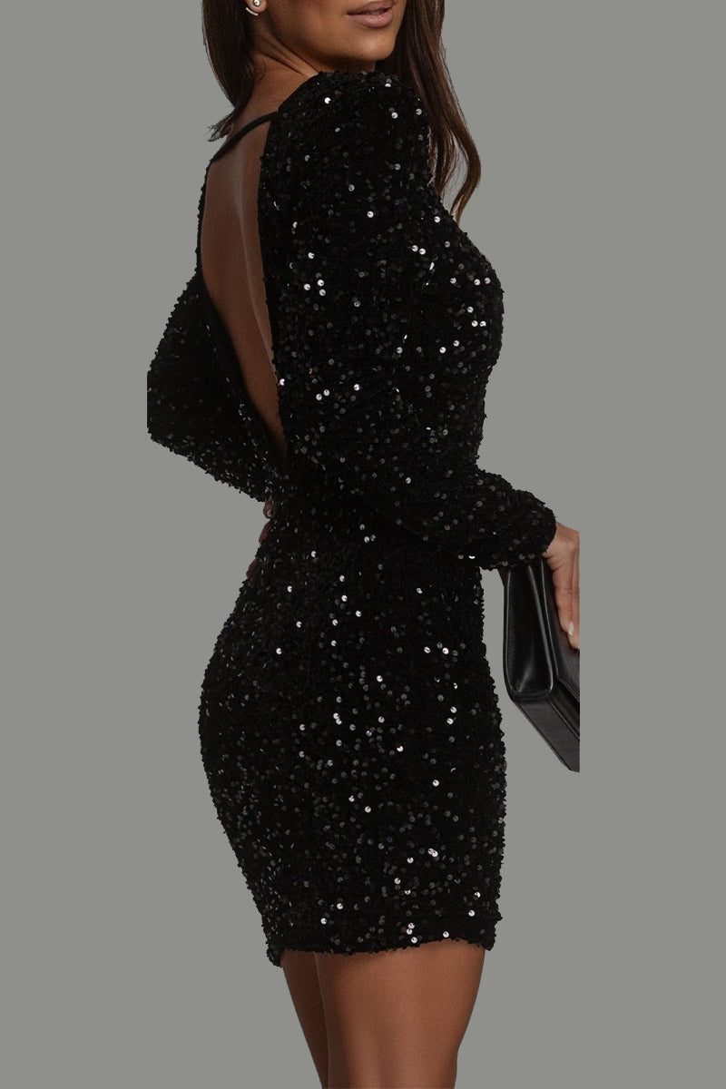 Elegant Glitter Mini Party Dress