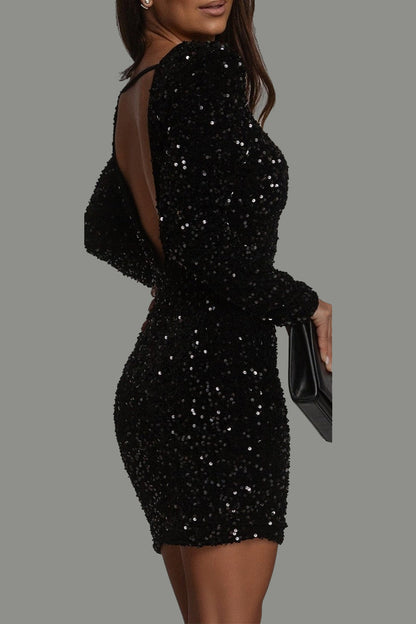 Elegant Glitter Mini Party Dress