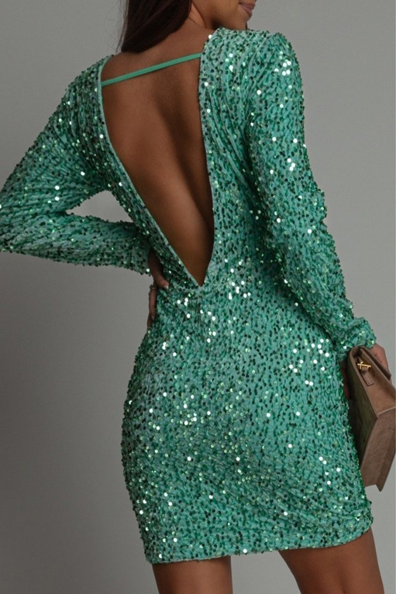 Elegant Glitter Mini Party Dress
