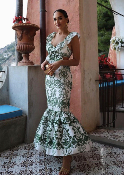 Sorrento Embroidered Cotton Summer Party Maxi Dress