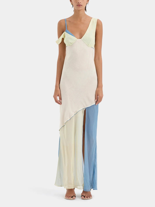 Elegant Asymmetrical Pastel Maxi Dress