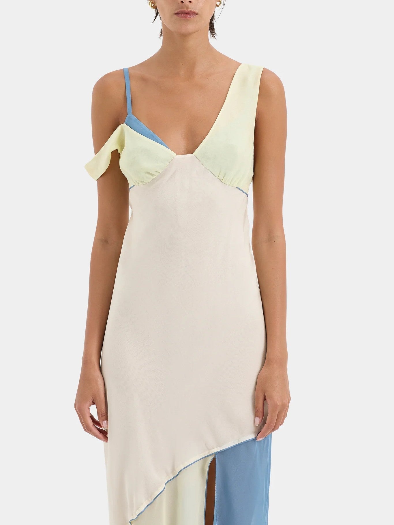 Elegant Asymmetrical Pastel Maxi Dress