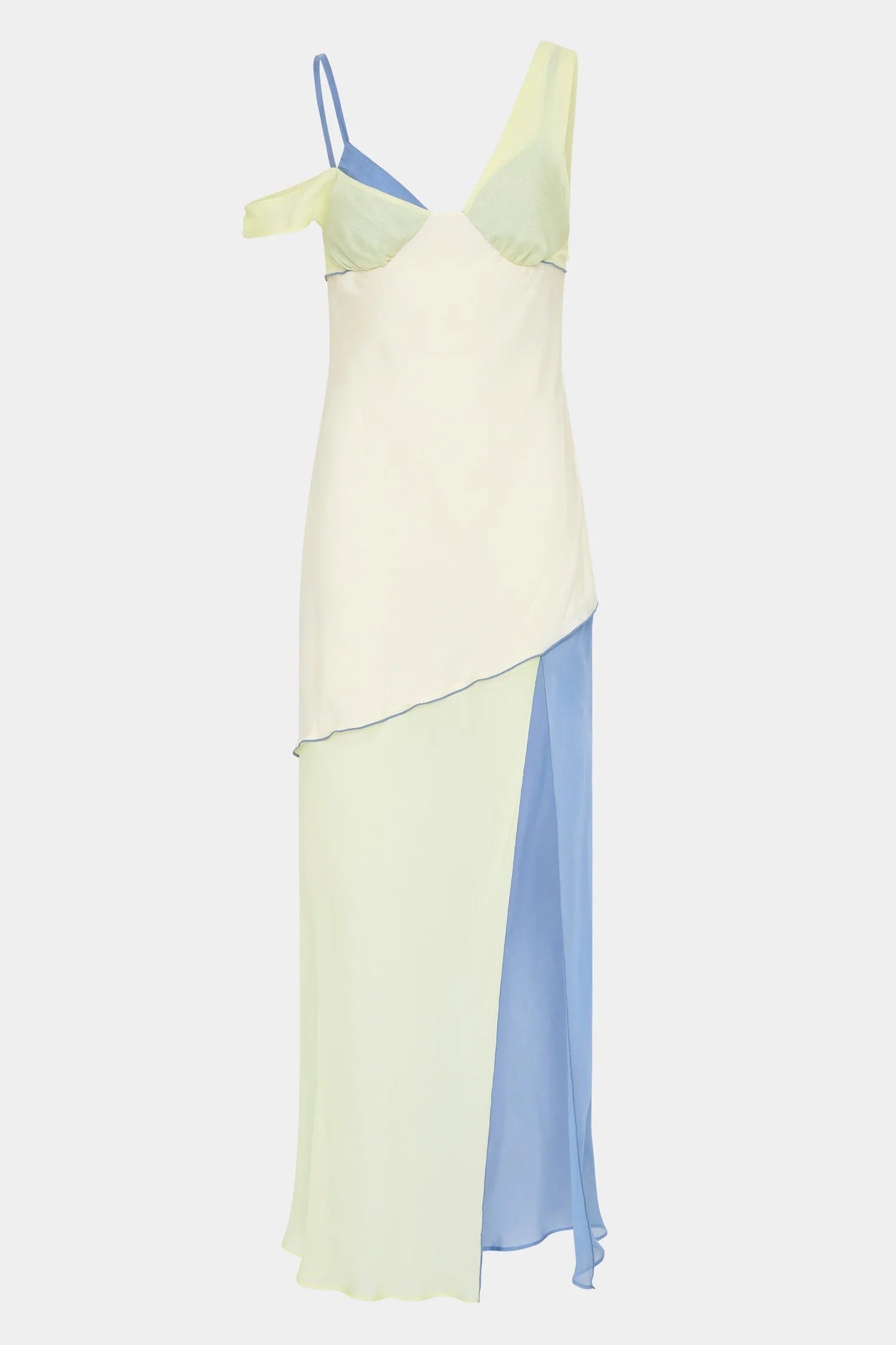 Elegant Asymmetrical Pastel Maxi Dress
