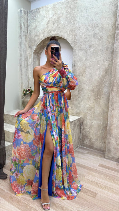 Elegant Flowy Shoulder Dress for Summer Events