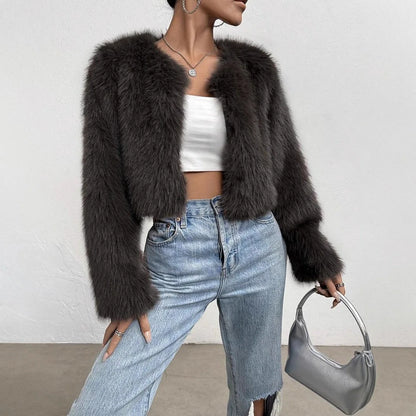 Women's Faux Fox Fur Coat Jacket