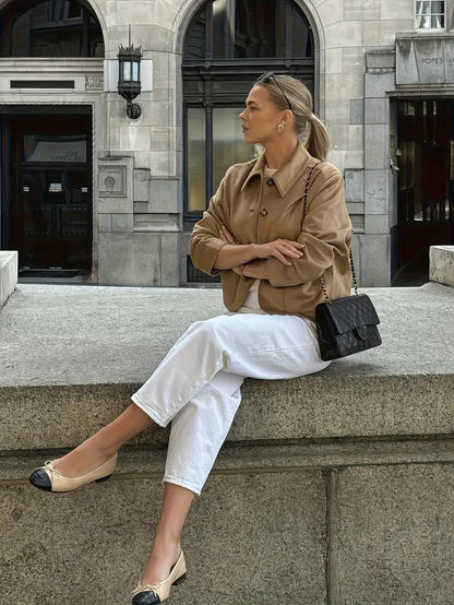 Women's Button-Down Suede Jacket