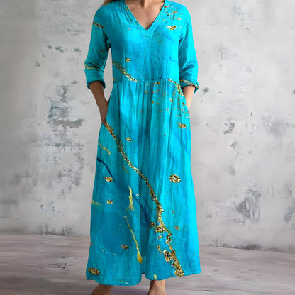 Flowy V-Neck Floral Summer Maxi Dress
