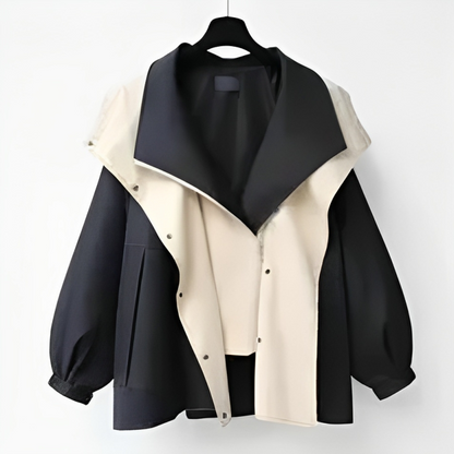 Waterproof Windbreaker Jacket with Layered Hood Design for Women