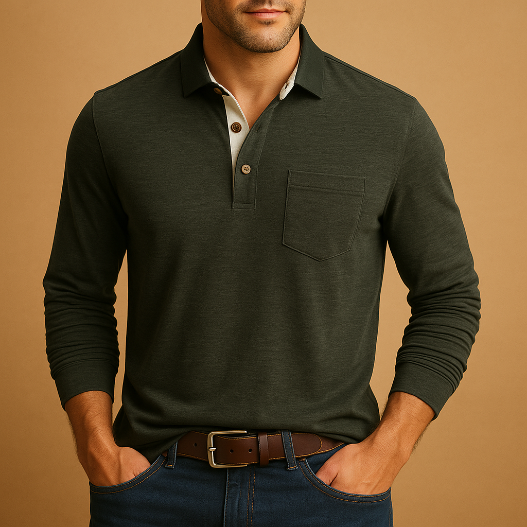 Casual cotton shirt with chest pocket for men | Adrian