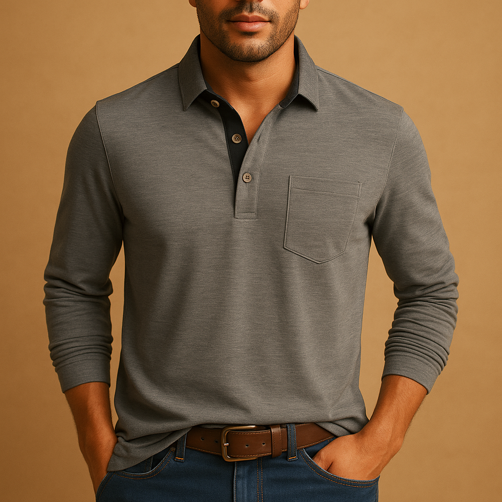 Casual cotton shirt with chest pocket for men | Adrian