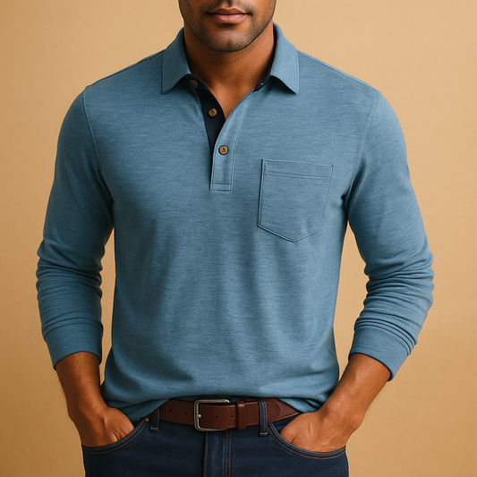 Casual cotton shirt with chest pocket for men | Adrian