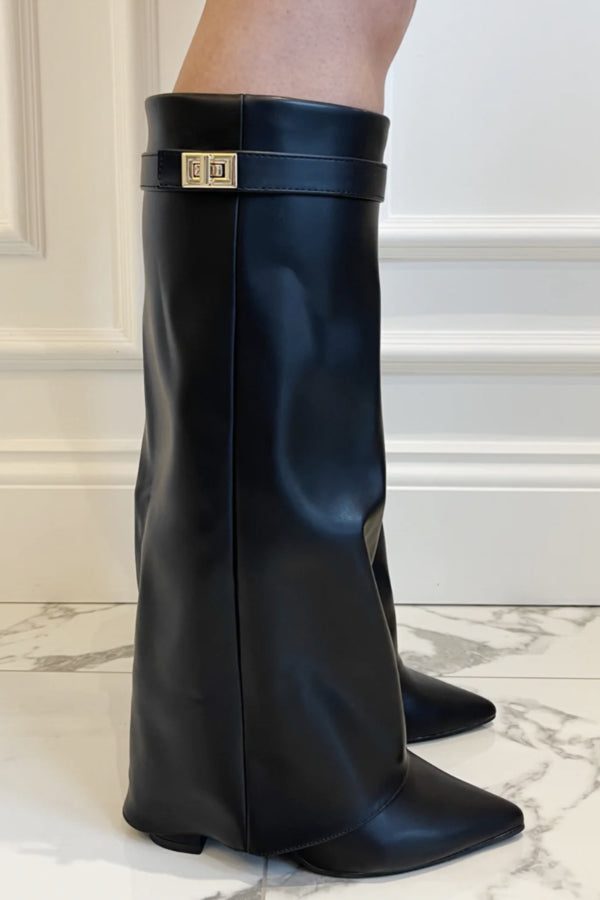 Cathy | Boots for Women – Knee-High Flap Detail Boots