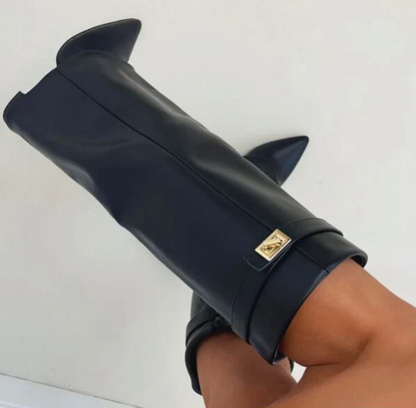 Cathy | Boots for Women – Knee-High Flap Detail Boots
