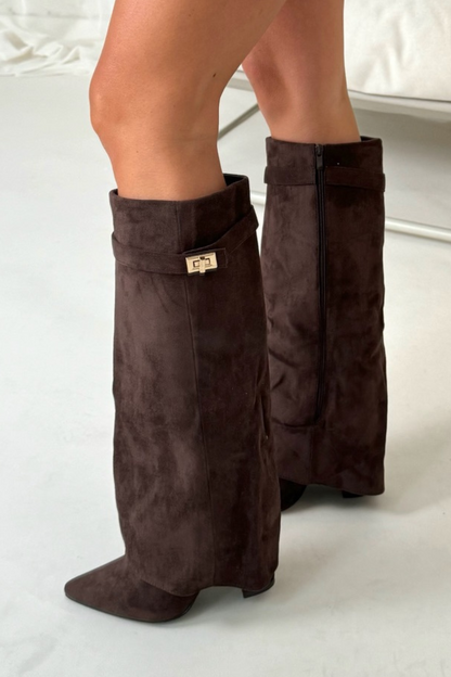 Cathy | Boots for Women – Knee-High Flap Detail Boots