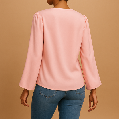 Chiffon blouse with puff sleeves for women | Isla