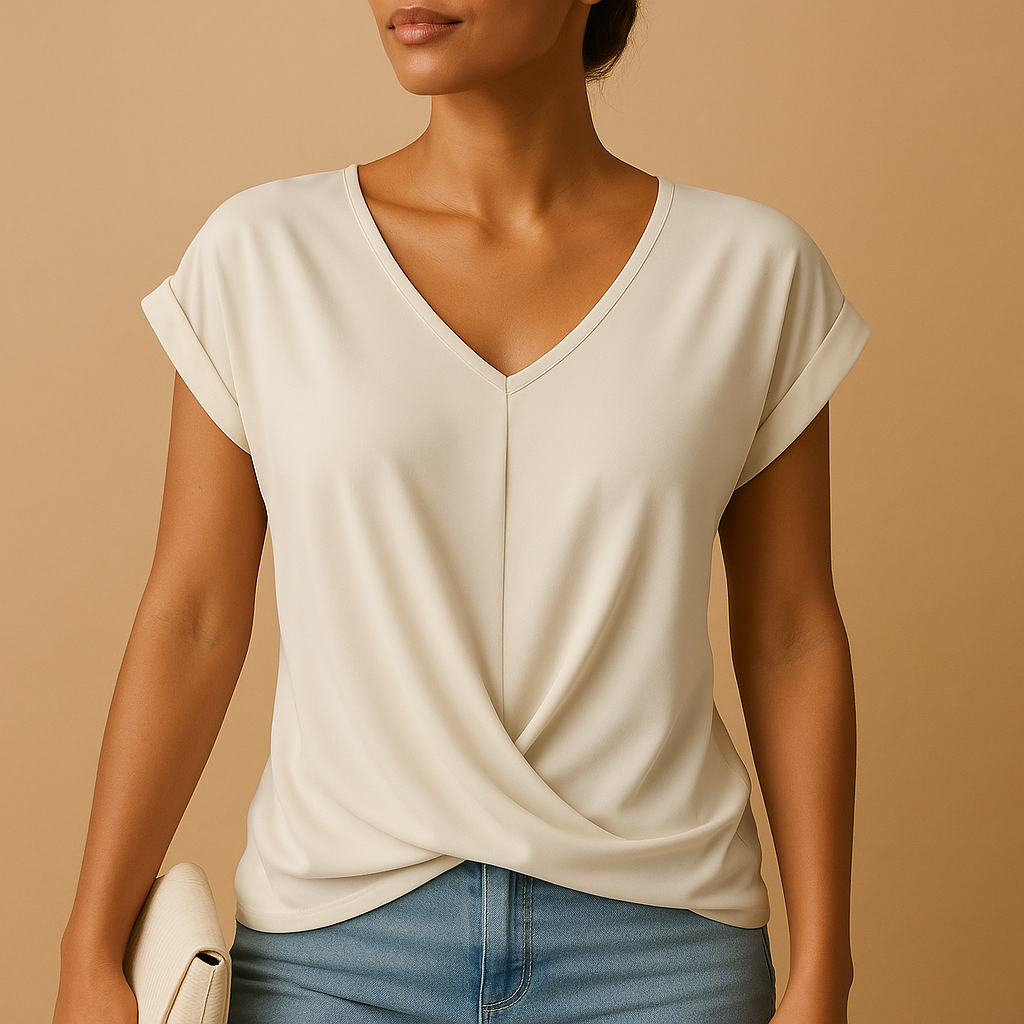Classic V-neck blouse for women | Evelyn