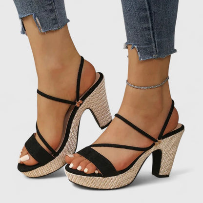 Eliza | Women's Winter Heels – Strappy Platform Block Heels