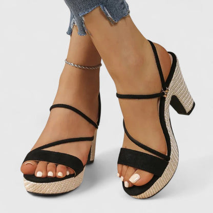 Eliza | Women's Winter Heels – Strappy Platform Block Heels