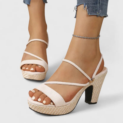 Eliza | Women's Winter Heels – Strappy Platform Block Heels