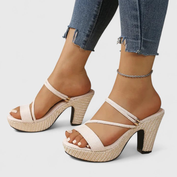Eliza | Women's Winter Heels – Strappy Platform Block Heels