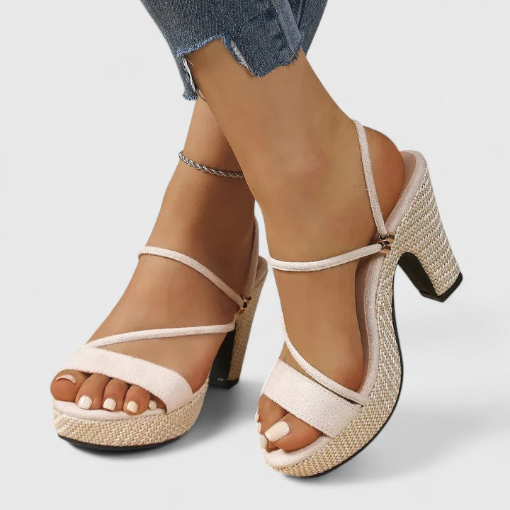 Eliza | Women's Winter Heels – Strappy Platform Block Heels