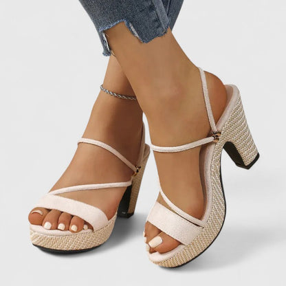 Eliza | Women's Winter Heels – Strappy Platform Block Heels