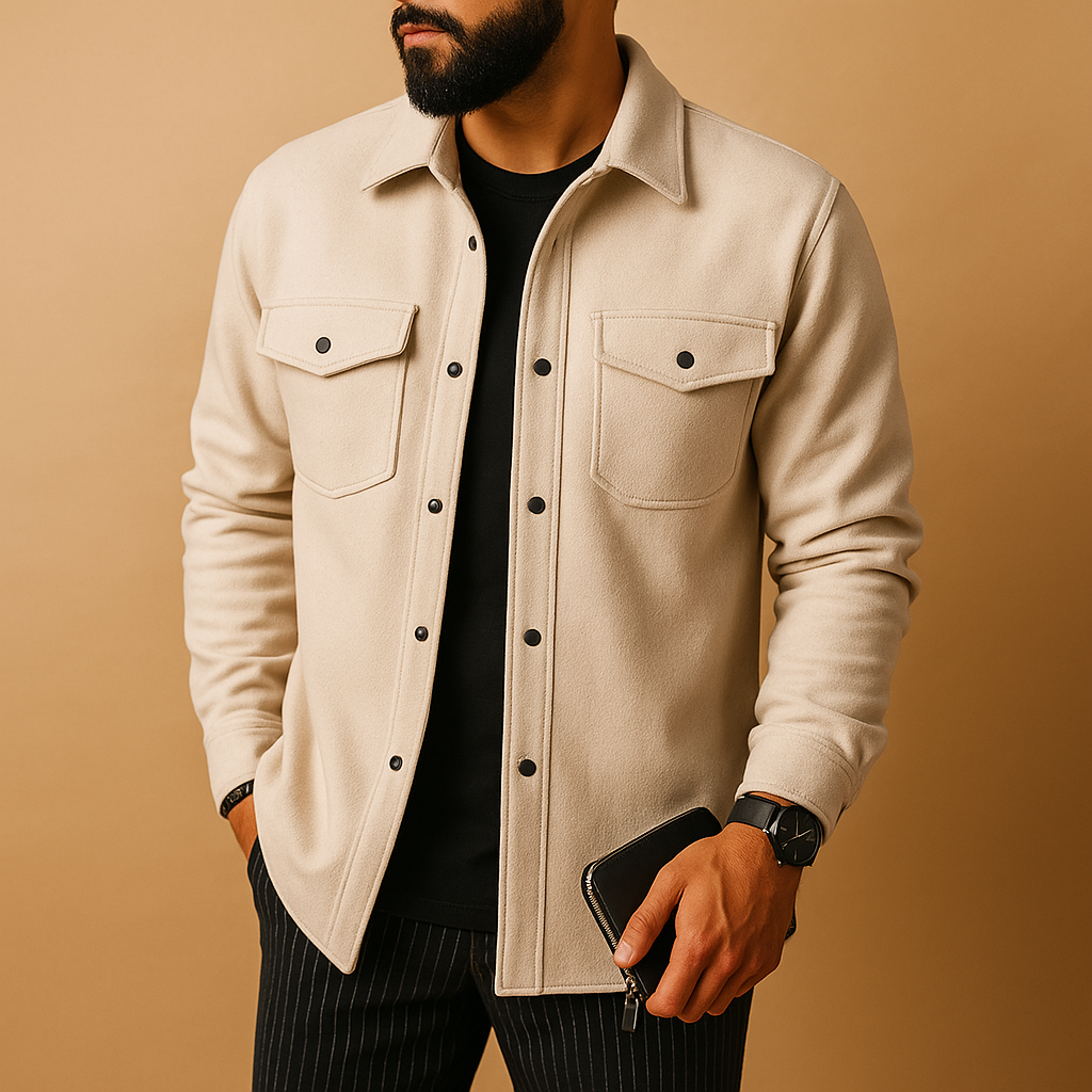 Warm flannel long sleeve shirt for men | Ethan