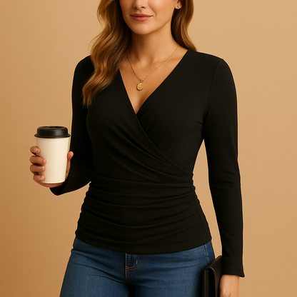 Long-sleeve V-neck shirt for women | Harper