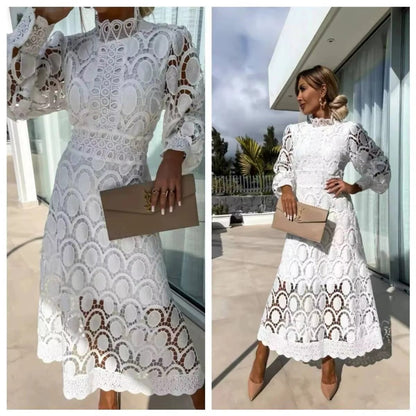 Pink Lace Summer Party Maxi Dress