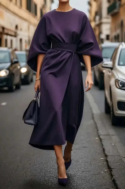 Crew Neck Midi Work Dress