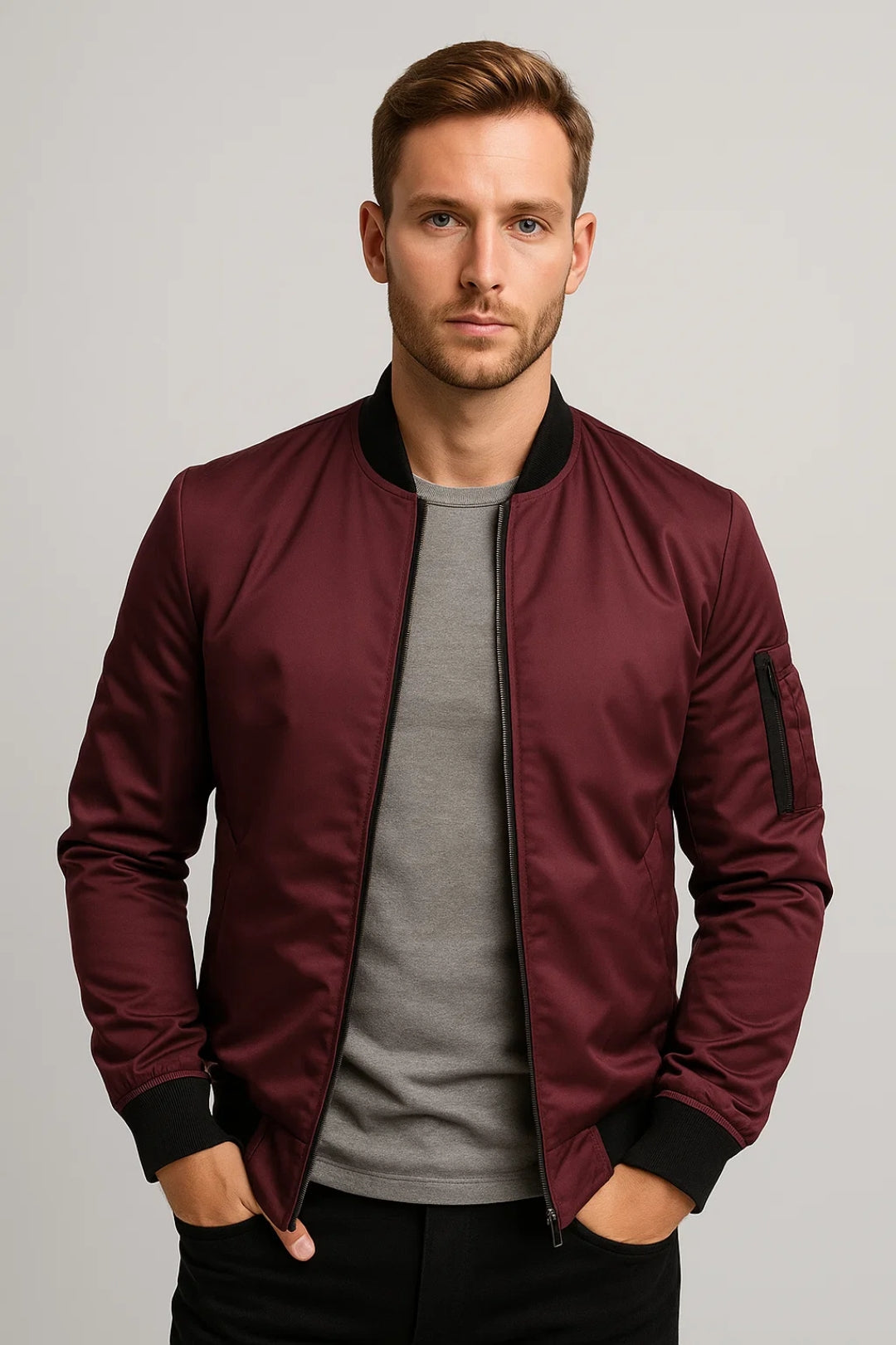 Men's Bomber Jacket – Classic Zip Front Flight Jacket
