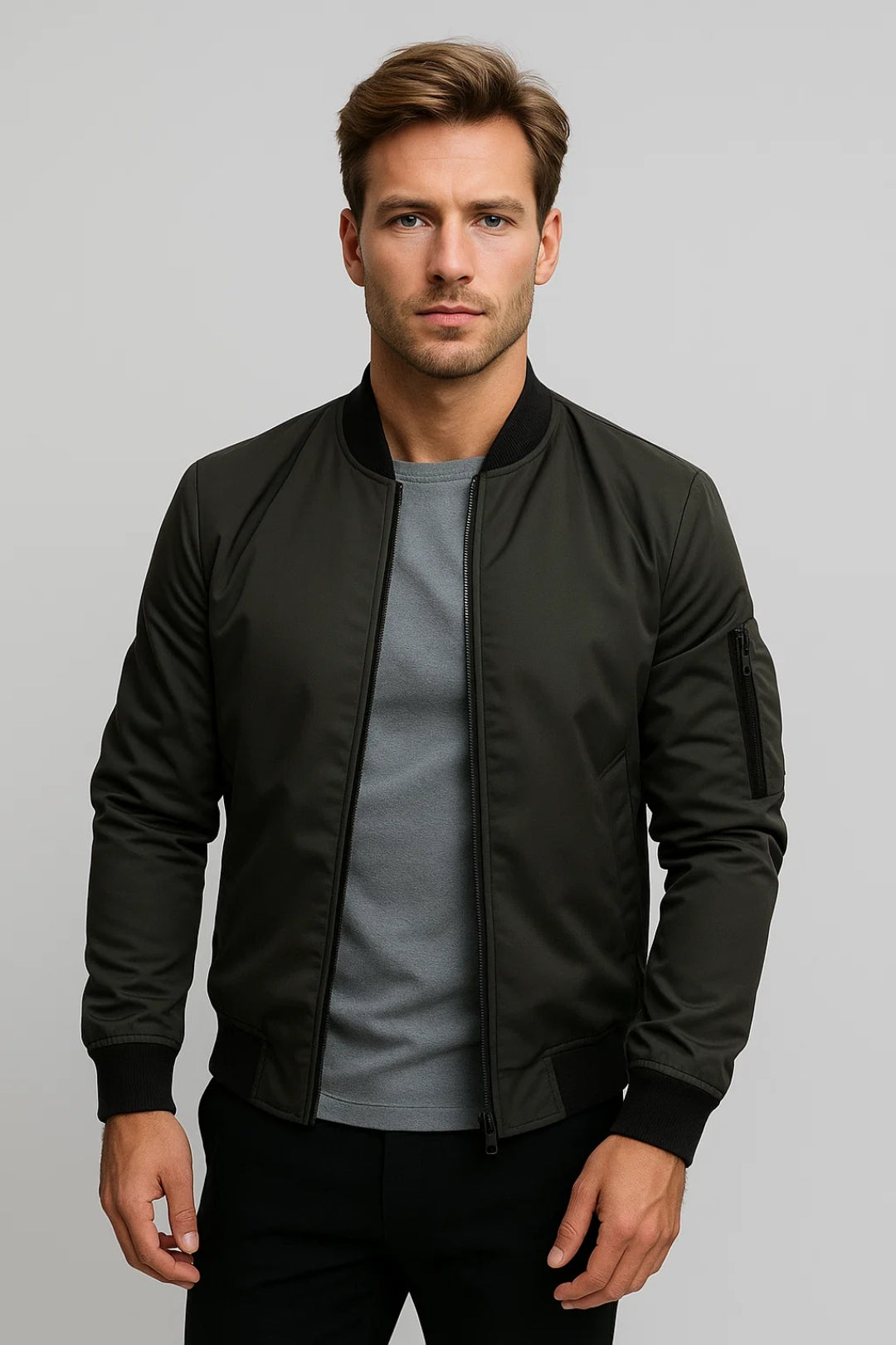 Men's Bomber Jacket – Classic Zip Front Flight Jacket