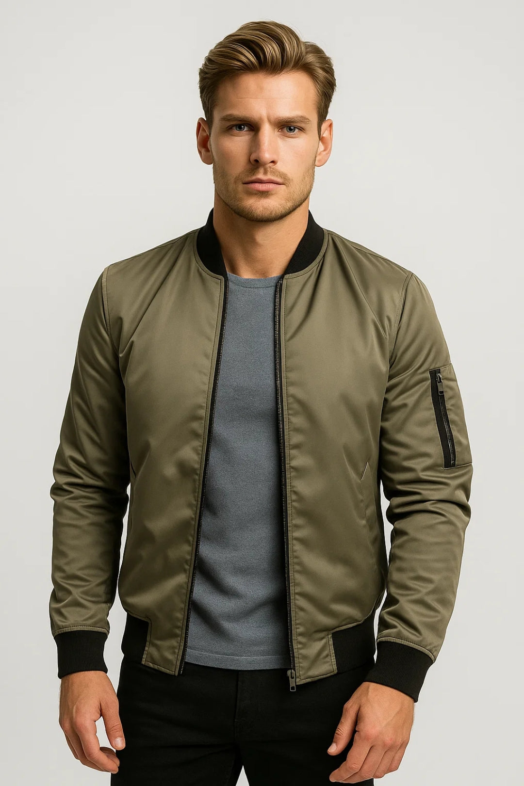 Men's Bomber Jacket – Classic Zip Front Flight Jacket