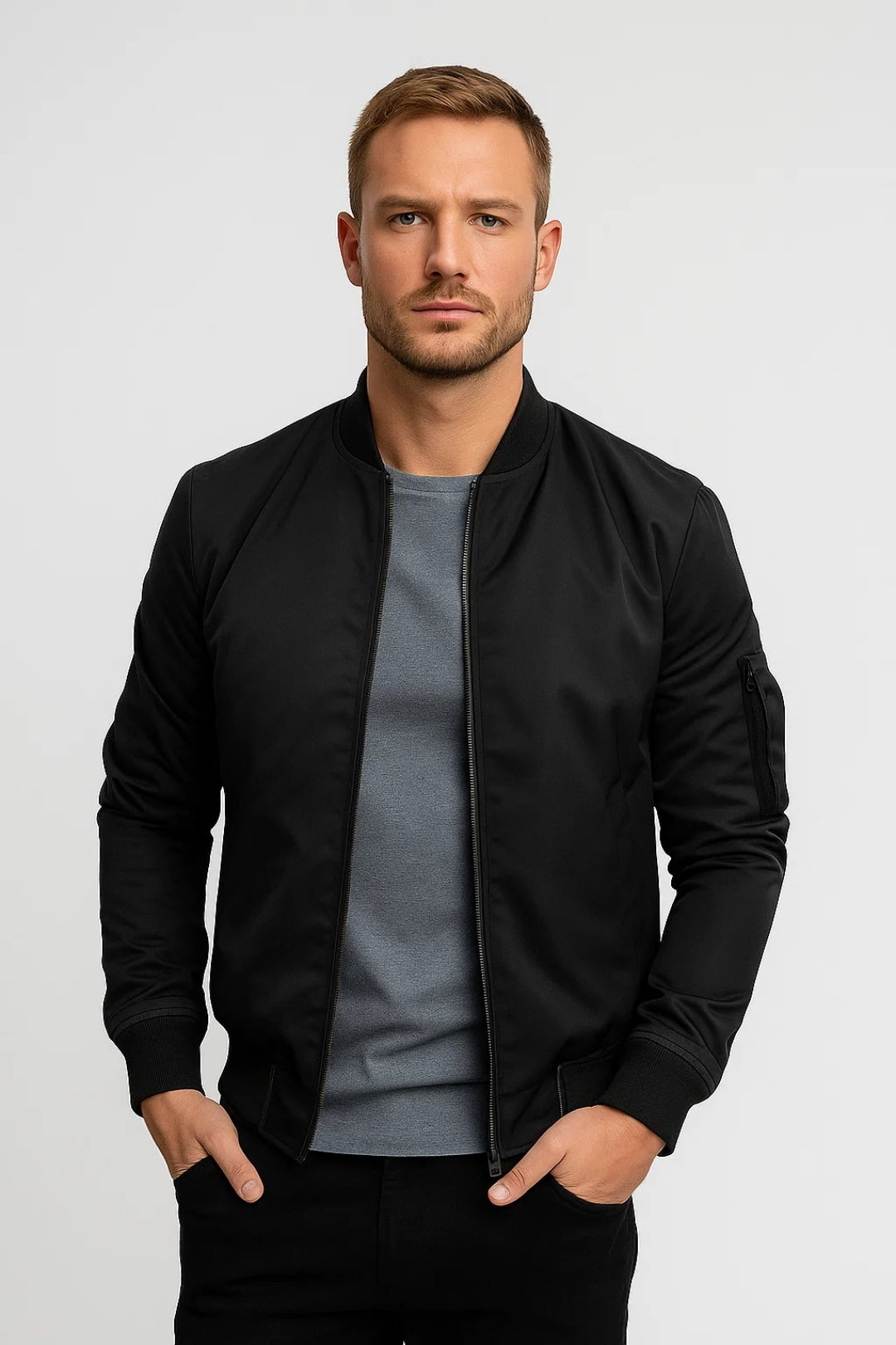 Men's Bomber Jacket – Classic Zip Front Flight Jacket