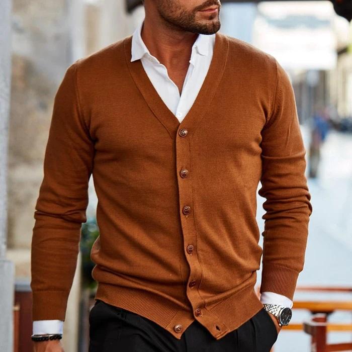 Men's Cardigan – Classic Button Front Knit Sweater