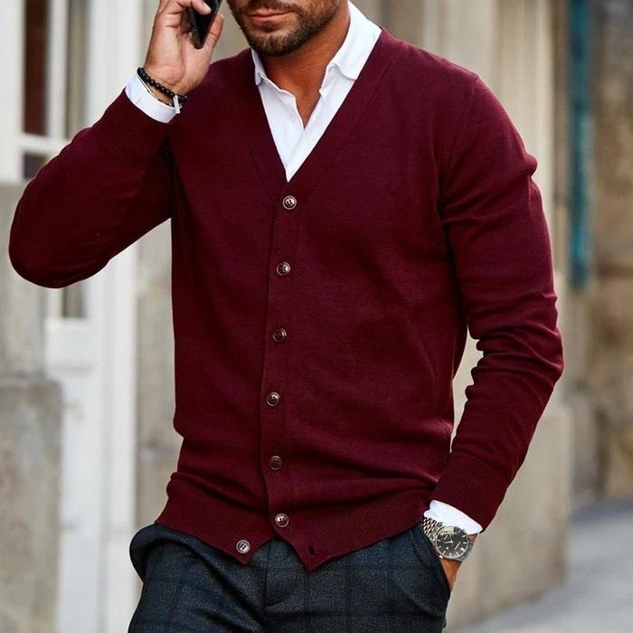 Men's Cardigan – Classic Button Front Knit Sweater