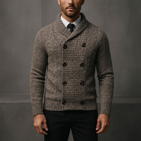Men's Cardigan – Double-Breasted Shawl Collar Knit
