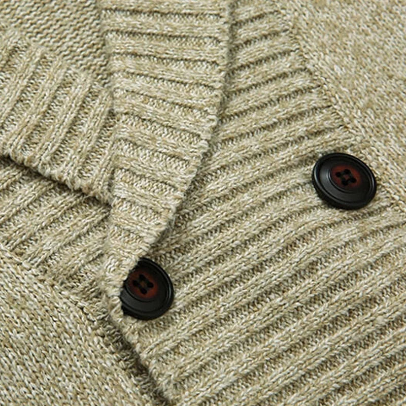 Men's Cardigan – Double-Breasted Shawl Collar Knit