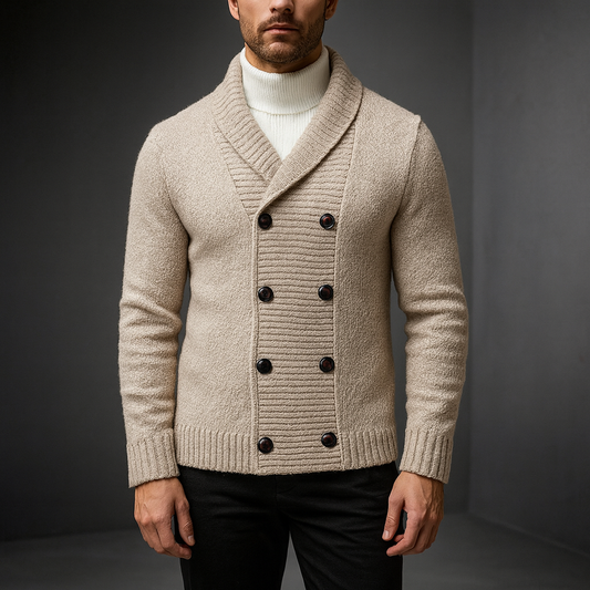 Men's Cardigan – Double-Breasted Shawl Collar Knit
