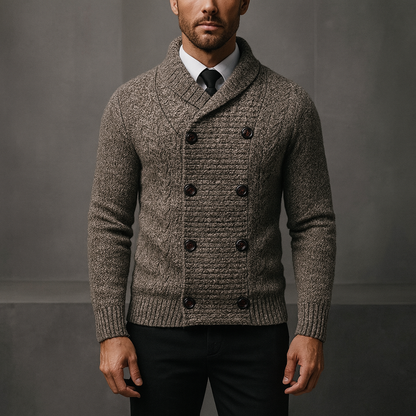 Men's Cardigan Sweater – Double Breasted Shawl Collar Cardigan