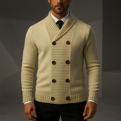Men's Cardigan Sweater – Double Breasted Shawl Collar Cardigan
