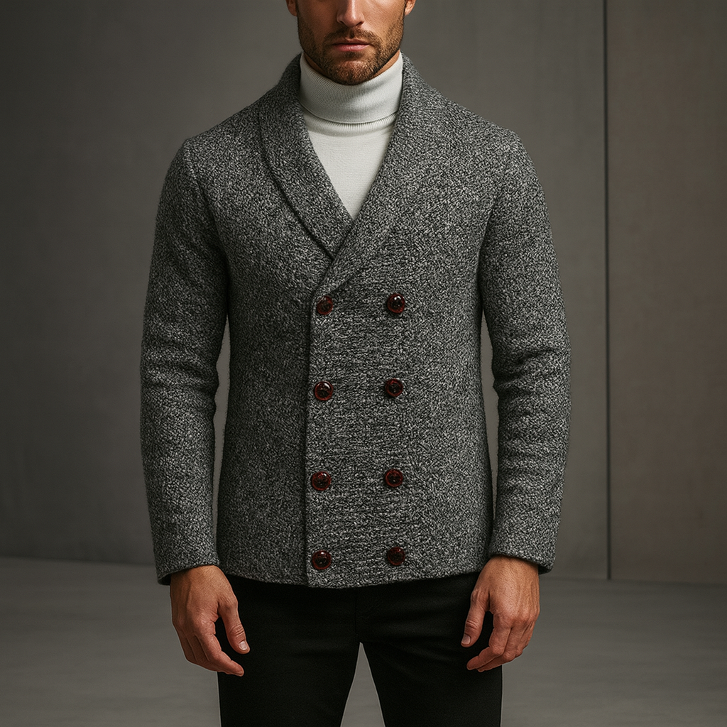 Men's Cardigan Sweater – Double Breasted Shawl Collar Cardigan