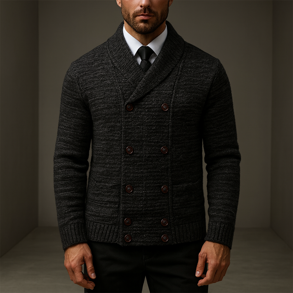 Men's Cardigan Sweater – Double Breasted Shawl Collar Cardigan