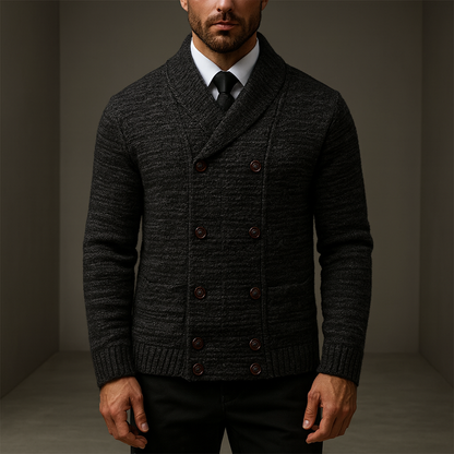 Men's Cardigan Sweater – Double Breasted Shawl Collar Cardigan