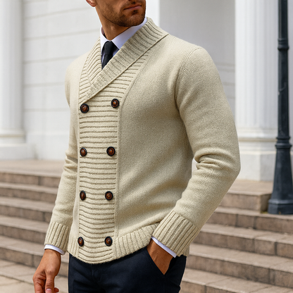 Men's Cardigan Sweater – Double Breasted Shawl Collar Cardigan