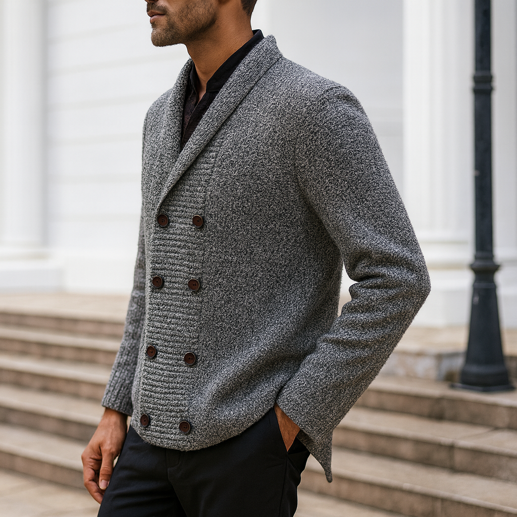 Men's Cardigan Sweater – Double Breasted Shawl Collar Cardigan