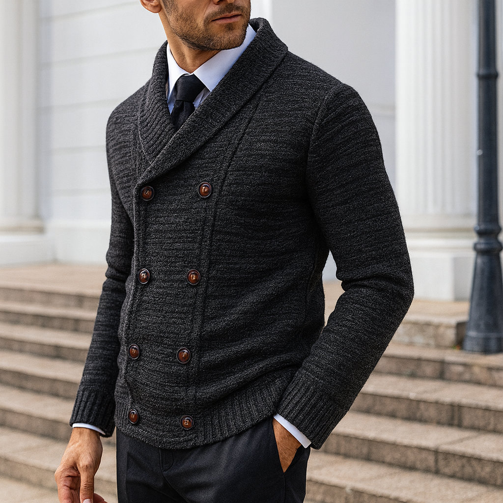 Men's Cardigan Sweater – Double Breasted Shawl Collar Cardigan